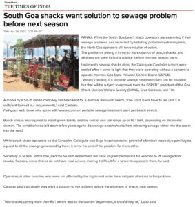 TOI - South Goa Shacks Want Solution to the Sewage Problem